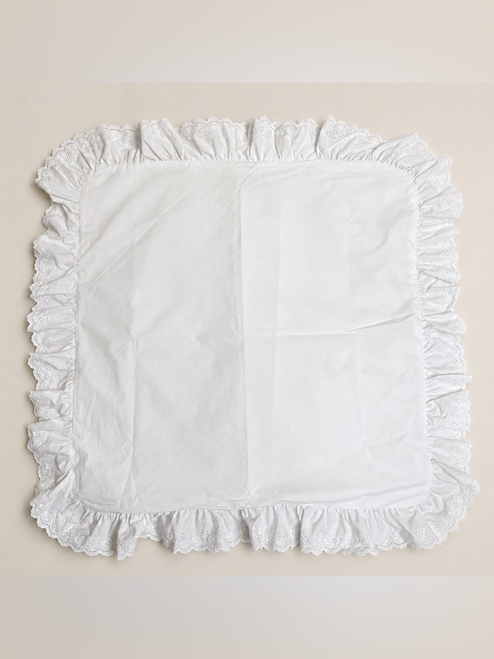 Ralph Lauren Home White Euro Pillow Sham 24.5"x24.5" 100% Cotton Eyelet Ruffle
